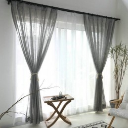Grå Transparent Gardin Måttbeställd Andasgardin Enfärgad Voile Vardagsrum Sovrum