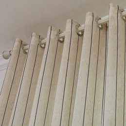 Nordisk Enkel, Skir Gardin, Måttbeställd, Ränder, Jacquard, Miljöskyddande Linneblandat Tyg