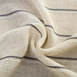 Nordisk Enkel, Skir Gardin, Måttbeställd, Ränder, Jacquard, Miljöskyddande Linneblandat Tyg