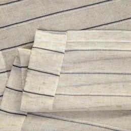 Nordisk Enkel, Skir Gardin, Måttbeställd, Ränder, Jacquard, Miljöskyddande Linneblandat Tyg