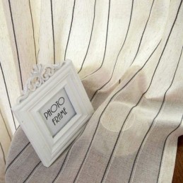 Nordisk Enkel, Skir Gardin, Måttbeställd, Ränder, Jacquard, Miljöskyddande Linneblandat Tyg