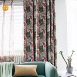 Mönstrad Gardin För Sovrum, Amerikansk Lantlig, Mörkläggningsgardin, Grönt Löv, Måttbeställd, Gardin, Mörkläggningstyg, Djungeltema, Romantiskt, Amerikanskt Lantligt Sovrum, Vardagsrum