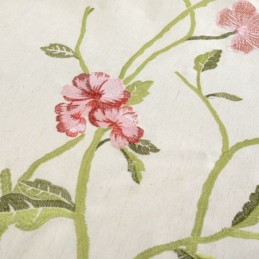 Modern Mörkläggningsgardin I Linne, Måttbeställd, Minimalistisk, Röd Blombroderad