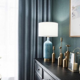 Enfärgad Blå Mörkläggningsgardin Måttbeställd Gardin Modern Enkel Vardagsrumssovrum Tyg