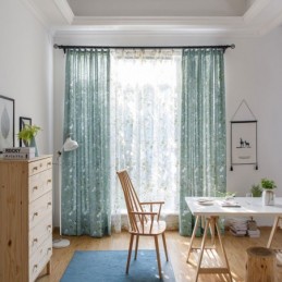 Mörkläggningsgardin Måttbeställd Gardin Amerikanskt Pastoralt Fågeltryck Andningsbar Fönstergardin