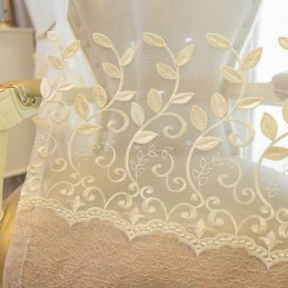 Nordisk Transparent Gardin Måttbeställd Gardin Vinranka Broderad Vardagsrum Sovrum