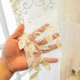 Nordisk Transparent Gardin Måttbeställd Gardin Vinranka Broderad Vardagsrum Sovrum