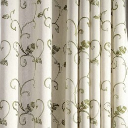 Japansk Stil Gardin Måttbeställd Gardin Minimalistisk Grönt Blad Broderat Vardagsrum Sovrum