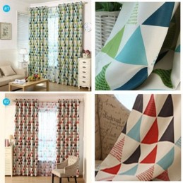 Nordisk Geometrisk Gardin Måttbeställd Gardin Grön Triangel Vardagsrumssovrum Tyg