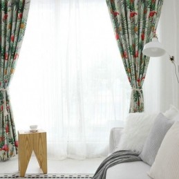 Mörkläggningsgardin Med Flamingomotiv, Måttbeställd Gardin, Måttbeställd Gardin, Djurtema Med Djungeltema