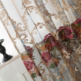 Nordisk Transparent Gardin, Måttbeställd, Lyxig, Andningsbar, Broderad, Vardagsrum