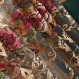 Nordisk Transparent Gardin, Måttbeställd, Lyxig, Andningsbar, Broderad, Vardagsrum