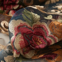 Nordisk Transparent Gardin, Måttbeställd, Lyxig, Andningsbar, Broderad, Vardagsrum