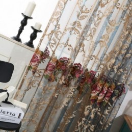 Nordisk Transparent Gardin, Måttbeställd, Lyxig, Andningsbar, Broderad, Vardagsrum