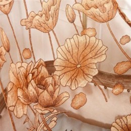 Modern Minimalistisk Voilegardin Måttbeställd Brun Jacquardgardin Vardagsrumsfönster Transparent