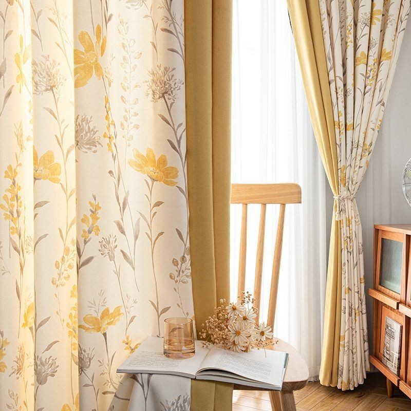 Chevron Mörkläggningsgardiner Amerikansk Blommosaik