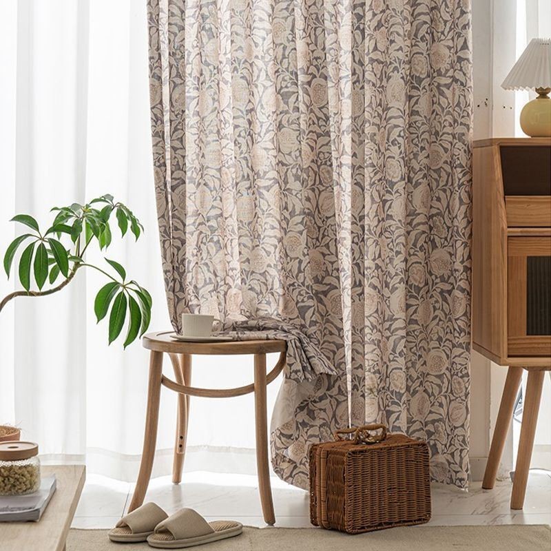 Amerikanskt Tryckt Gardin Måttbeställd Gardin Granatäppleblomma Polyester