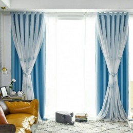 Mörkläggningsgardin I Amerikansk Stil, Måttbeställd, Lotusbladsbroderi