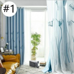 Mörkläggningsgardin I Amerikansk Stil, Måttbeställd, Lotusbladsbroderi