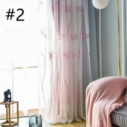 Mörkläggningsgardin I Amerikansk Stil, Måttbeställd, Lotusbladsbroderi