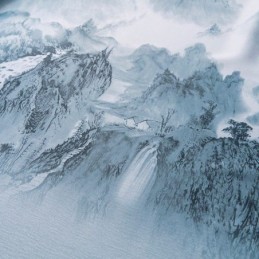 Högprecisionsgardiner Moderna Enkelt Bläck Landskapstryck