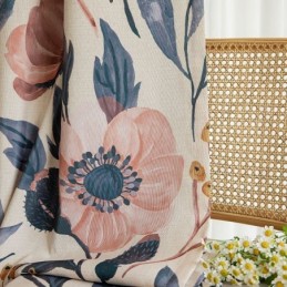 Måttbeställd Bomullsgardin Med Växttryck I Amerikansk Stil, Mörkläggningsgardin