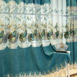 Halvmörkläggningsgardin Måttbeställd Gardin I Kinesisk Stil Med Chenillebroderi I Pipa För Vardagsrum Och Sovrum