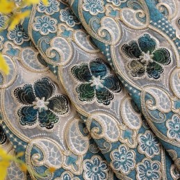 Halvmörkläggningsgardiner Europeisk Blommig Chenille Med Broderi För Vardagsrum/Sovrum