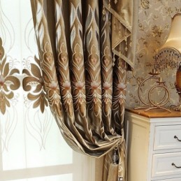 Chenillebroderigardin Måttbeställd Halvmörkläggande Gardin Europeisk Blomma För Vardagsrum/Sovrum