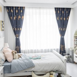 Måttbeställd Bomullsgardin Med Björntryck, Barnstil