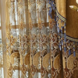 Halvmörkläggningsgardin Måttbeställd Gardin Europeisk Blombroderi Imitation Kashmir För Vardagsrum