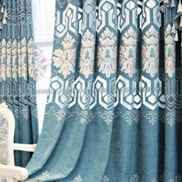 Mörkläggande Chenillegardin Med Måttbeställning, Europeisk Blombroderi, För Vardagsrum/Sovrum