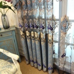 Mörkläggande Chenillegardin Med Måttbeställning, Europeisk Blombroderi, Vardagsrumssovrum