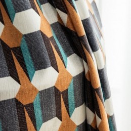 Mönstrad Chenillegardin I Nordisk Stil, Geometriskt Tryck, Mörkläggningsgardin