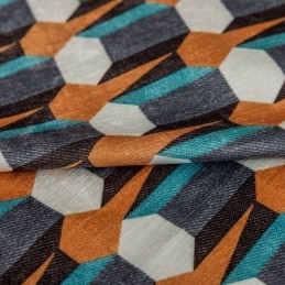 Mönstrad Chenillegardin I Nordisk Stil, Geometriskt Tryck, Mörkläggningsgardin