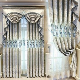 Europeisk Chenillegardin Måttbeställd Gardin Blombroderi För Vardagsrum/Sovrum