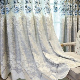 Europeisk Chenillegardin Måttbeställd Gardin Blombroderi För Vardagsrum/Sovrum