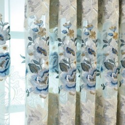 Europeisk Chenillegardin Måttbeställd Gardin Blombroderi För Vardagsrum/Sovrum