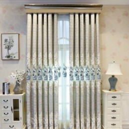 Europeisk Chenillegardin Måttbeställd Gardin Blombroderi För Vardagsrum/Sovrum