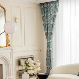 Mörkläggningsgardiner I Chenille Med Europeiskt Blommönster