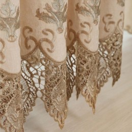 Mörkläggande Chenillegardin Med Måttbeställning, Europeisk Stil, Blombroderi, För Vardagsrum/Sovrum