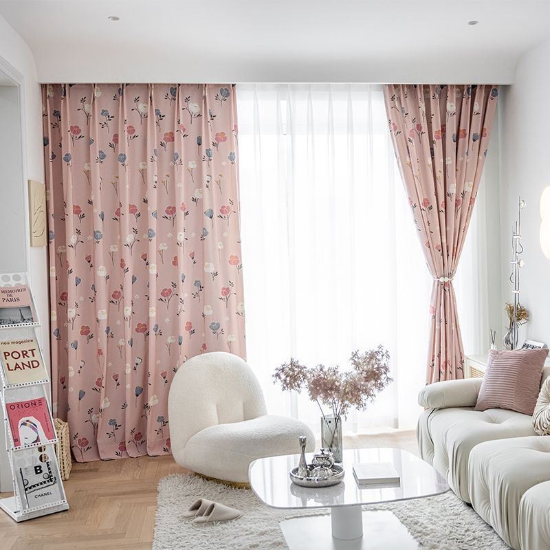 Måttbeställd Bomullsgardin Blommigt Tryckt Nordisk Stil