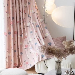 Måttbeställd Bomullsgardin Blommigt Tryckt Nordisk Stil