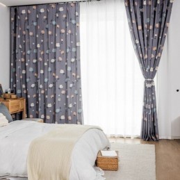 Måttbeställd Bomullsgardin Blommigt Tryckt Nordisk Stil