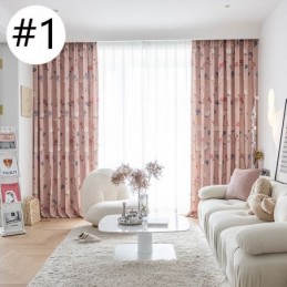 Måttbeställd Bomullsgardin Blommigt Tryckt Nordisk Stil