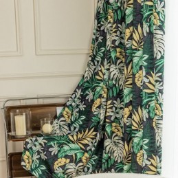 Mörkläggningsgardiner I Chenille Med Europeiskt Blommönster