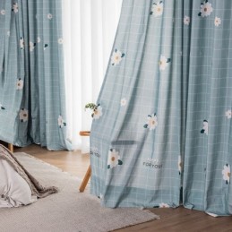 Måttbeställd Bomullsgardin Blommigt Tryckt Nordisk Stil