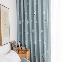 Måttbeställd Bomullsgardin Blommigt Tryckt Nordisk Stil