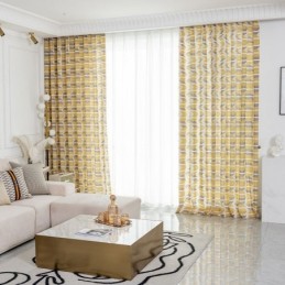 Mönstrad Gardin I Bomull,...