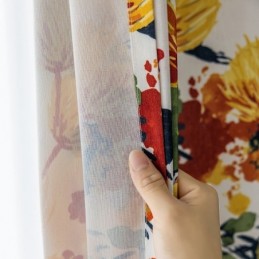 Måttbeställd Bomullsgardin Med Växttryck I Nordisk Stil